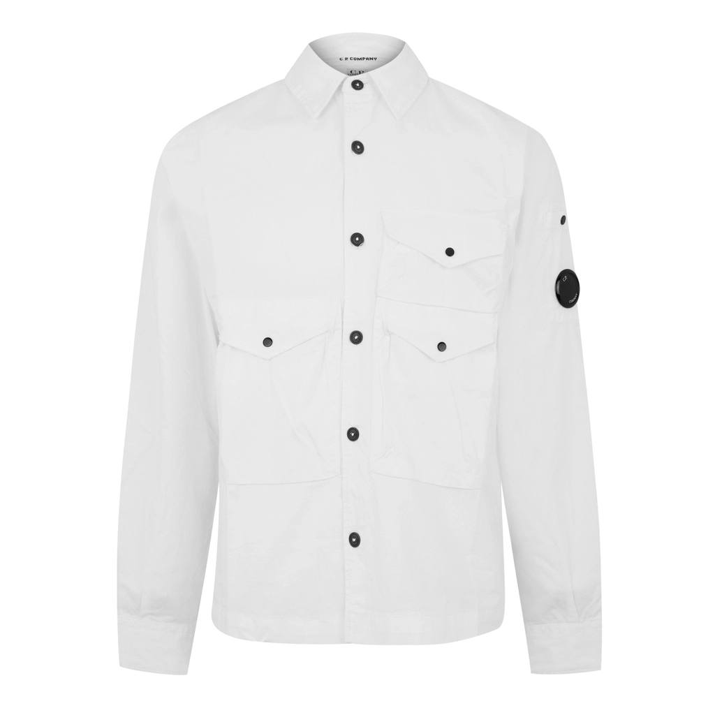 CP Company Organic Gabardine Buttoned Utility Overshirt - Gauze White 103